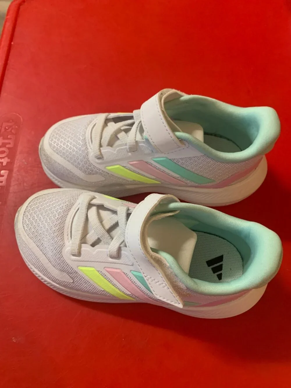 Girl's Size 9 White Velcro Adidas Tennis Shoes